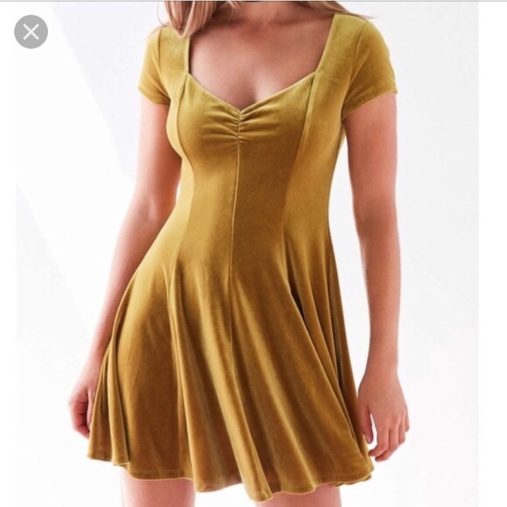 Urban Outfitters Kimichi Blue Gold Velvet Dress